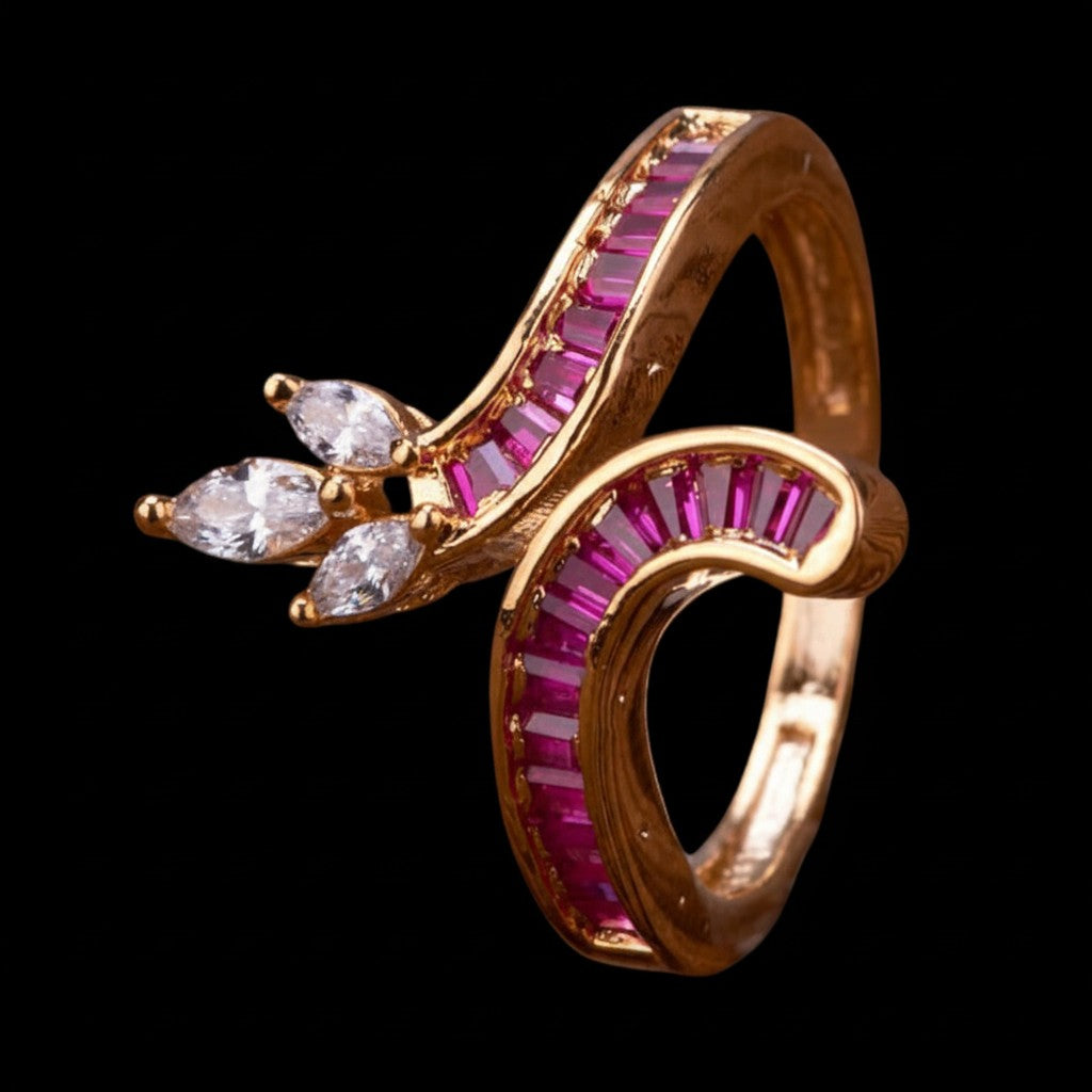 432973 Cz Classic Ring With Rhodium Gold Plating-Gold