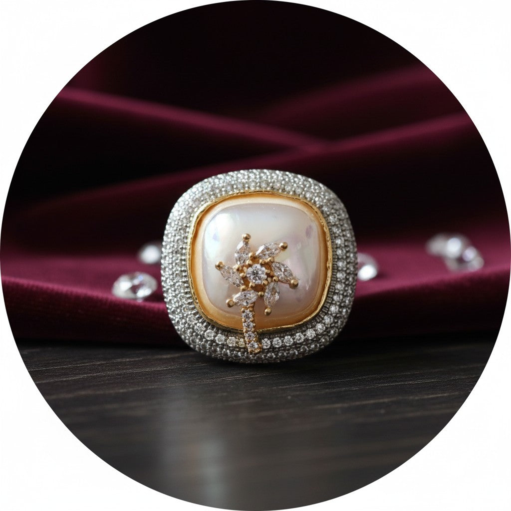 91859 RN Cz Adjustable Ring Moti