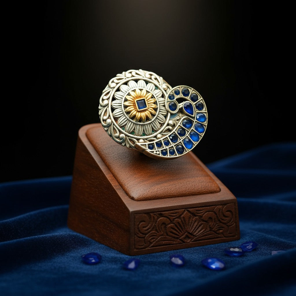 807624 Ring With Oxidised Plating Blue