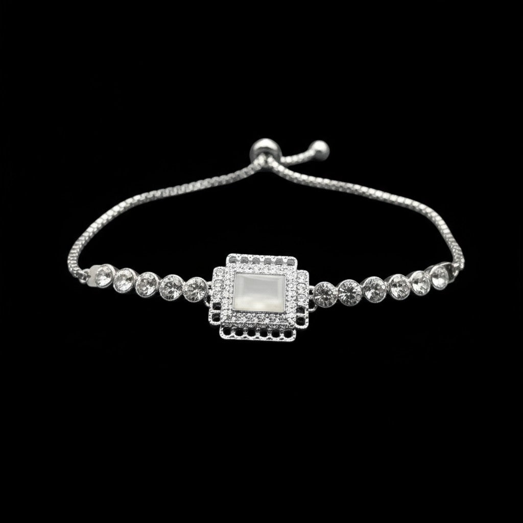 15100-S Adjustable Bracelet With Rhodium Plating-White