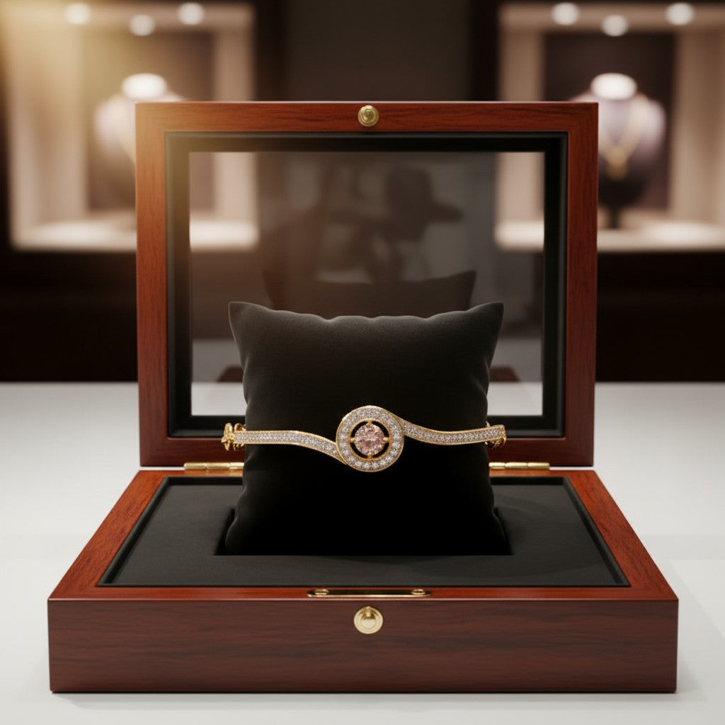 435155 Cubic Zirconia Delicate Bracelet With 2 Tone Rhodium Plating