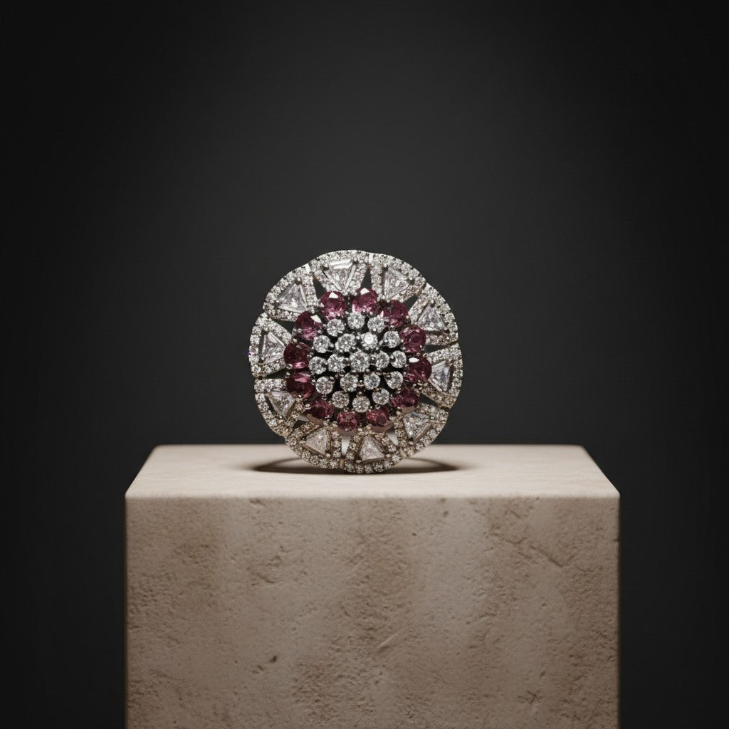 40190 Cz Adjustable Ring Ruby