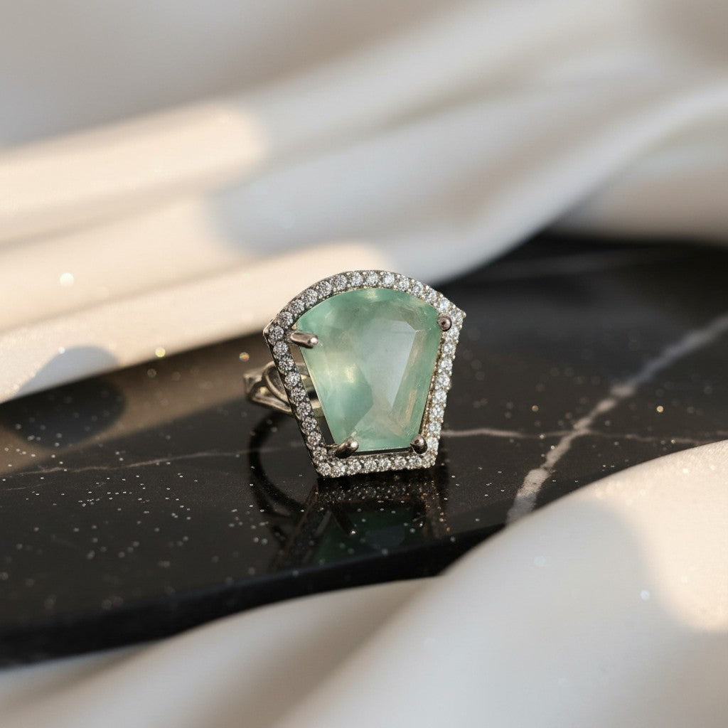 92509-RN Cz Adjustable Ring Green