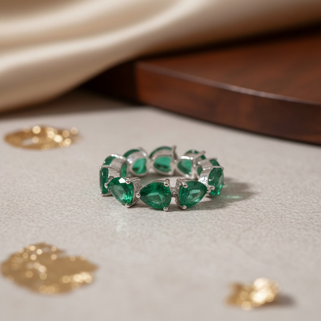 92109-RN Cz Adjustable Ring Green