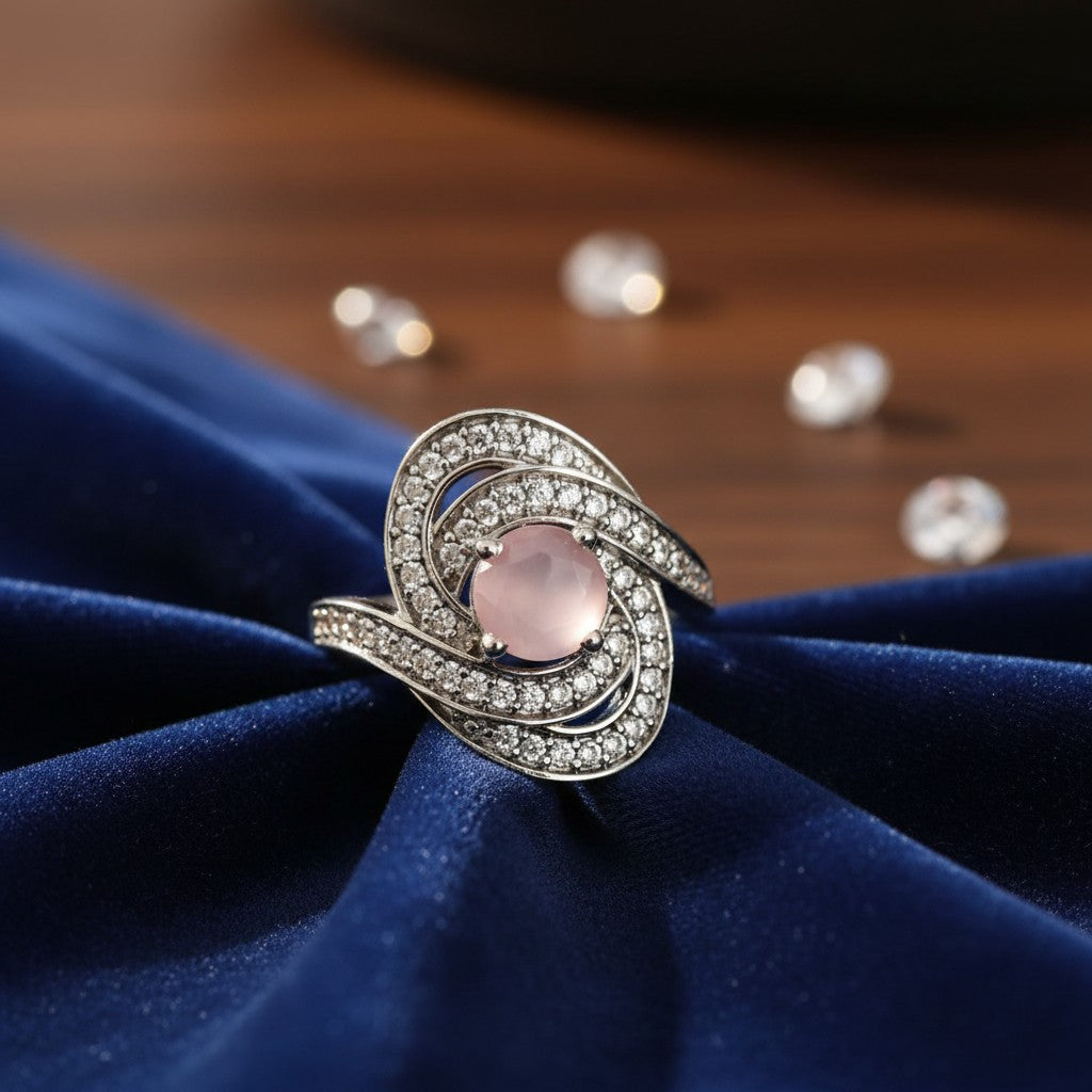 91609-RN Cz Adjustable Ring Pink