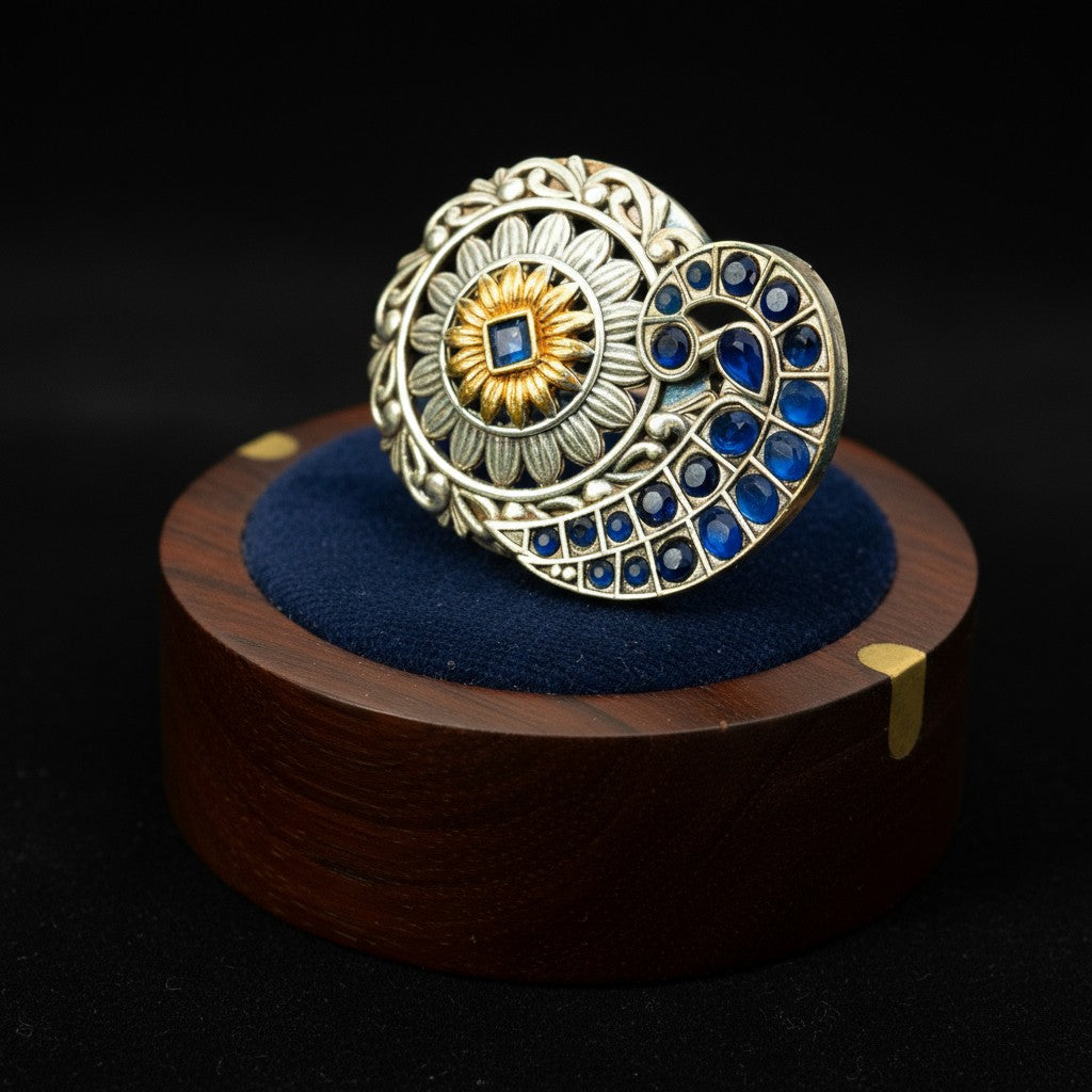 807624 Ring With Oxidised Plating Blue