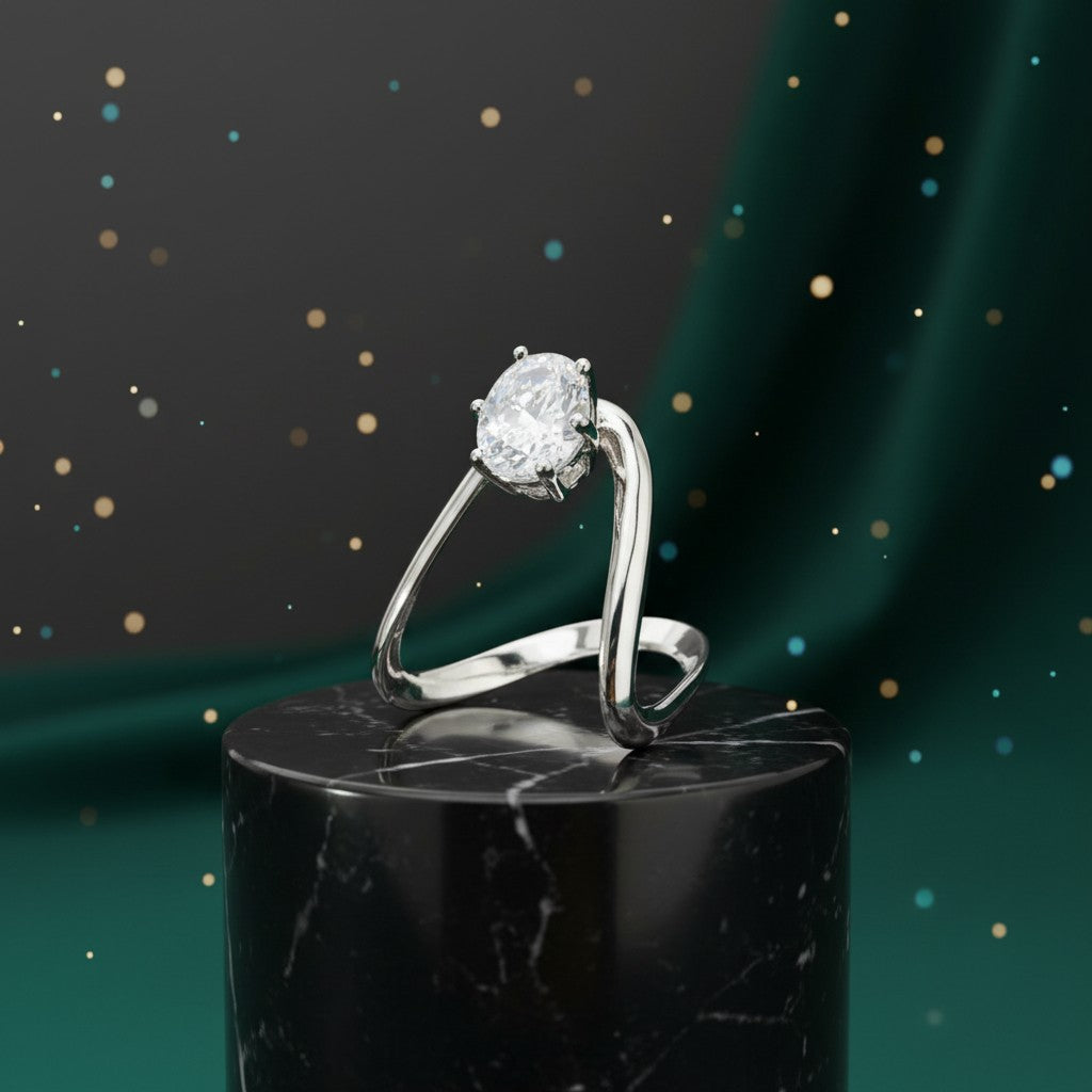 436918 Cz Adjustable Ring Silver