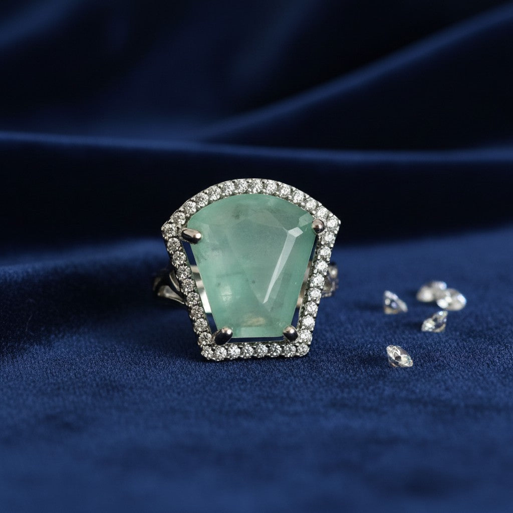 92509-RN Cz Adjustable Ring Green