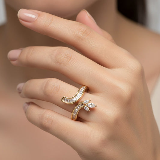 432867 Cz Adjustable Ring 2 Tone