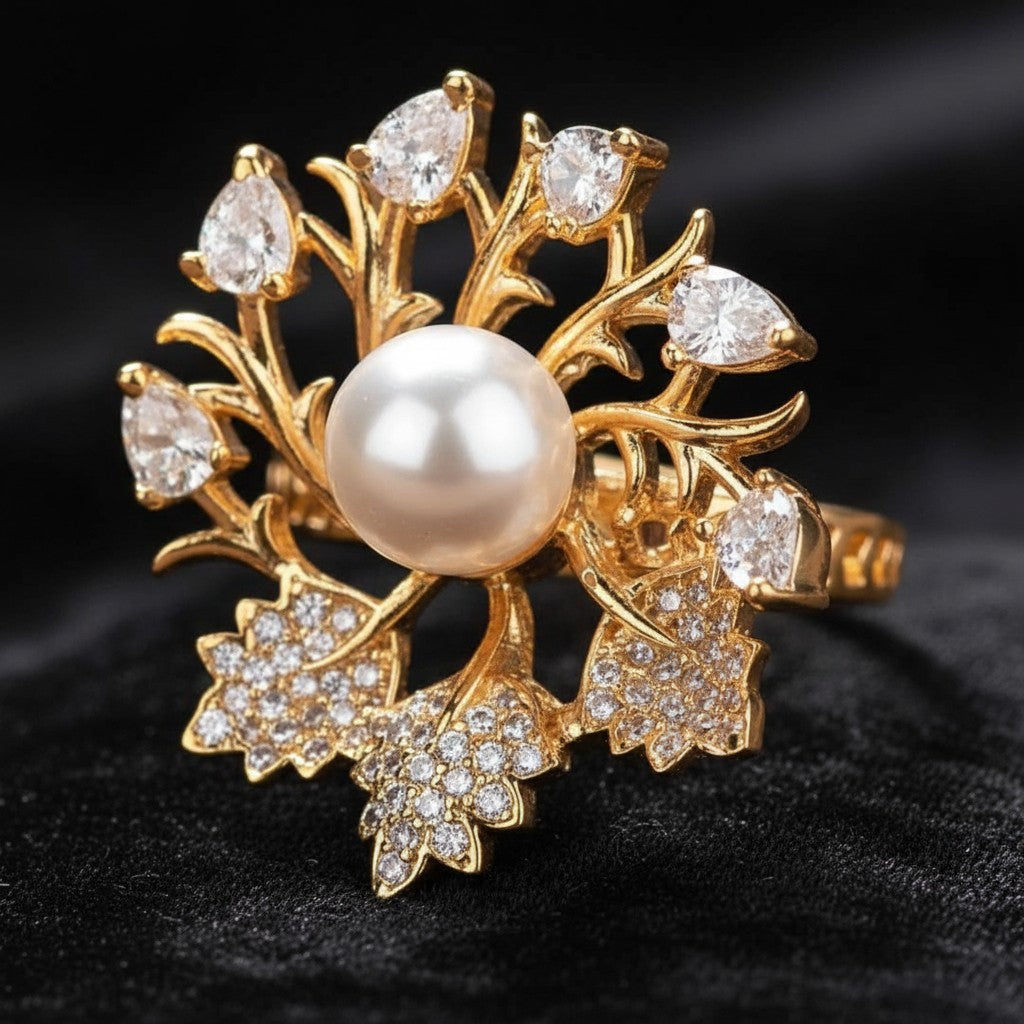 431811 Cz Adjustable Ring Golden