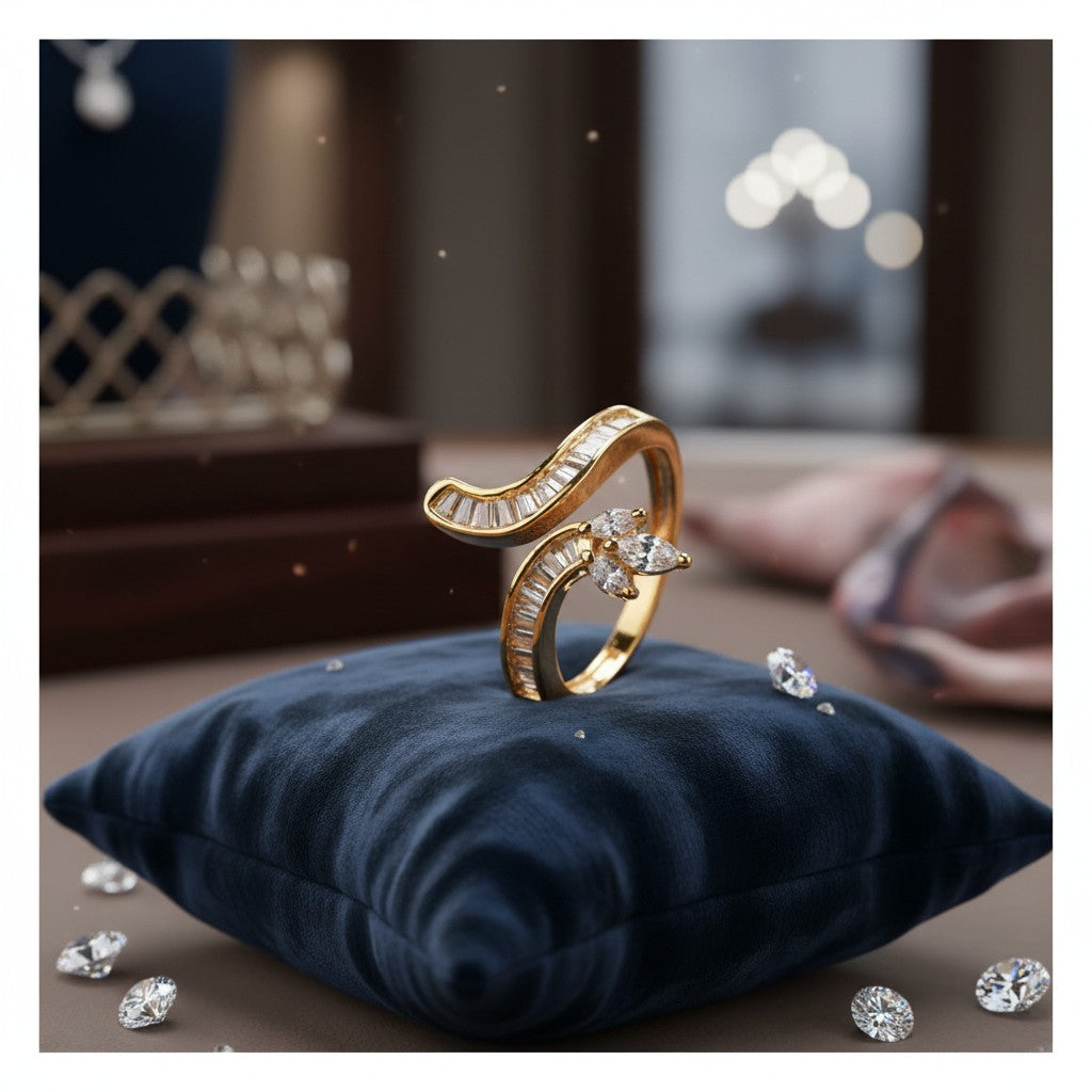 432867 Cz Adjustable Ring 2 Tone