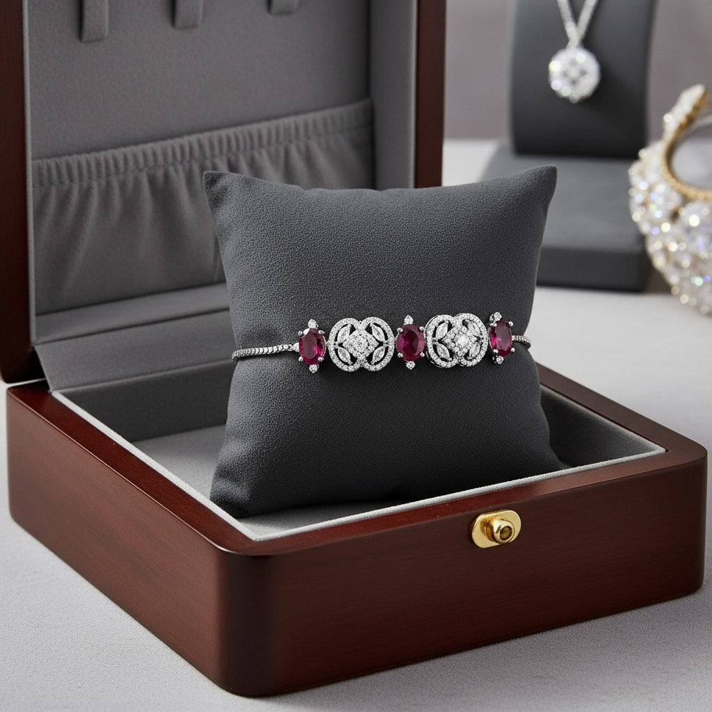 438718 Cubic Zirconia Classic Bracelet With Rhodium Plating-Rani