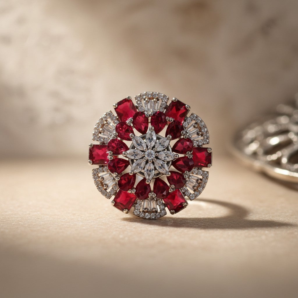40195 Cz Adjustable Ring Ruby