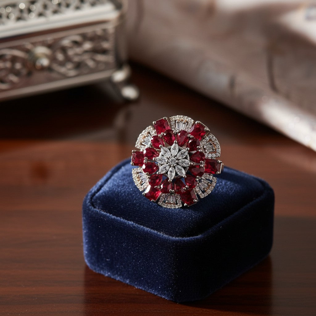 40195 Cz Adjustable Ring Ruby