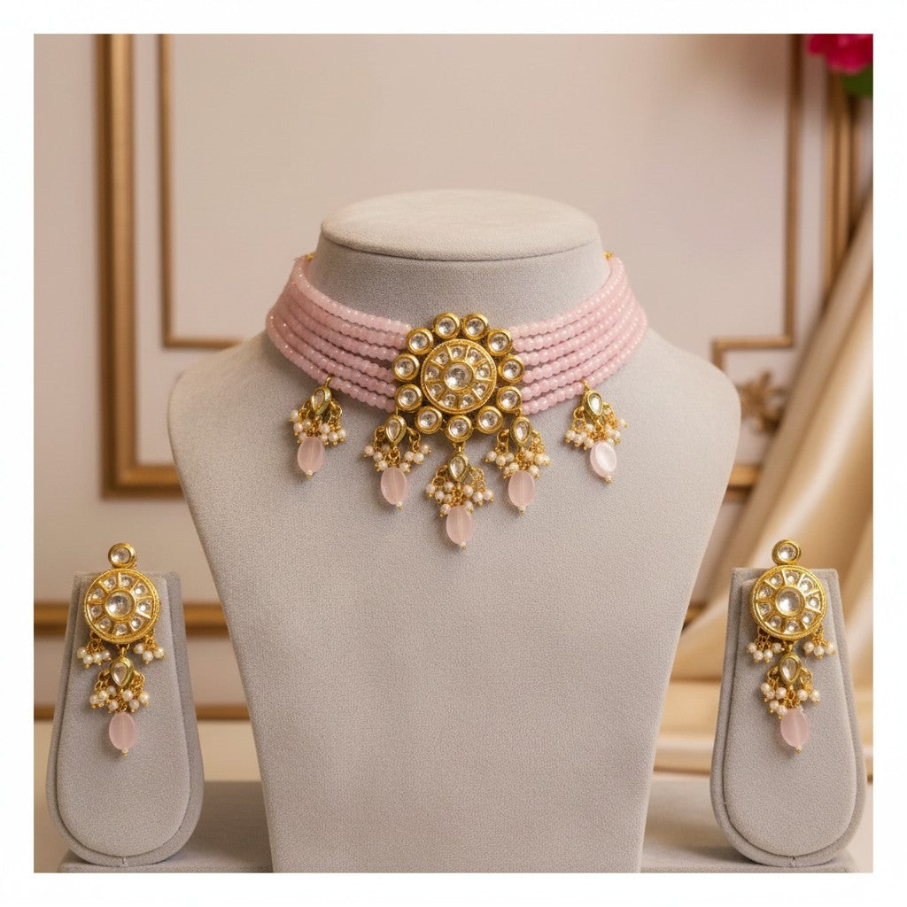 97309-NS Cz Delicate Necklace Pink