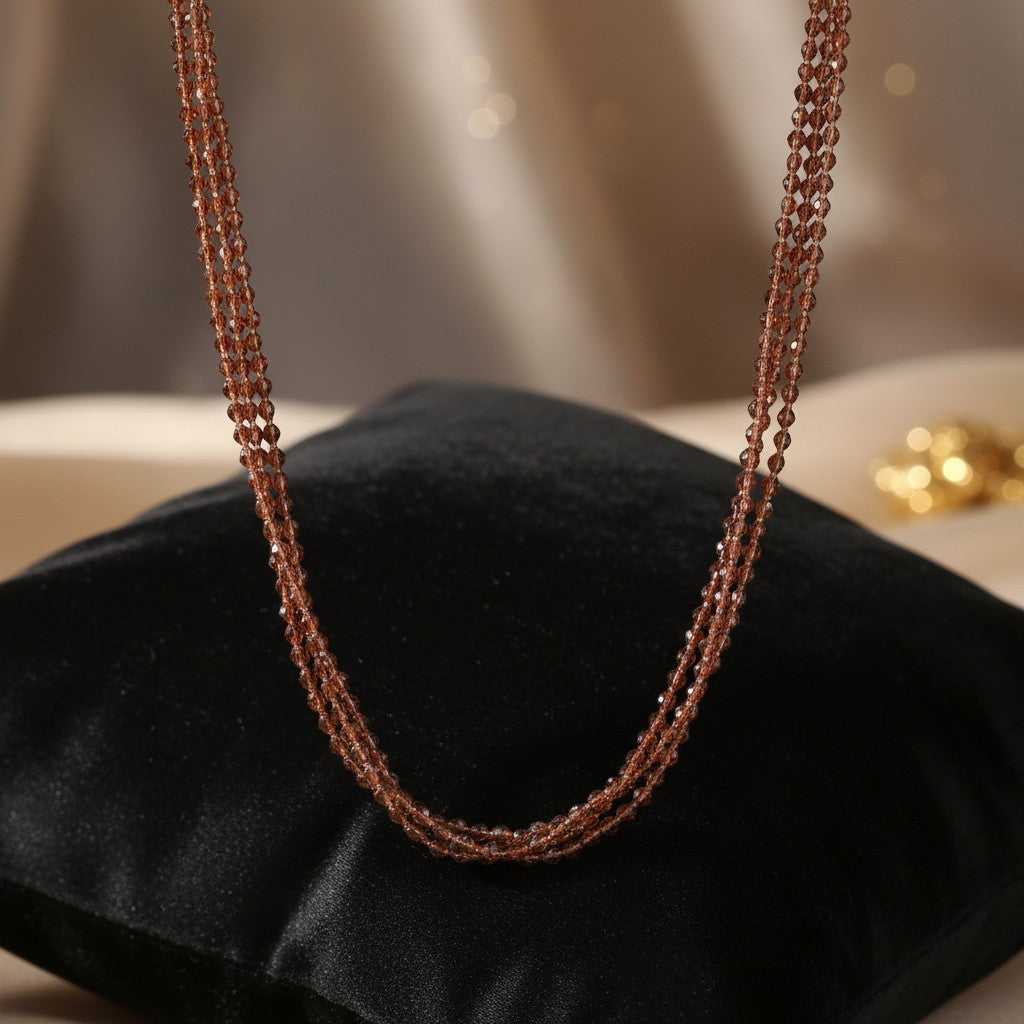 428638 Cz 3 Line Necklace With Gold Plating