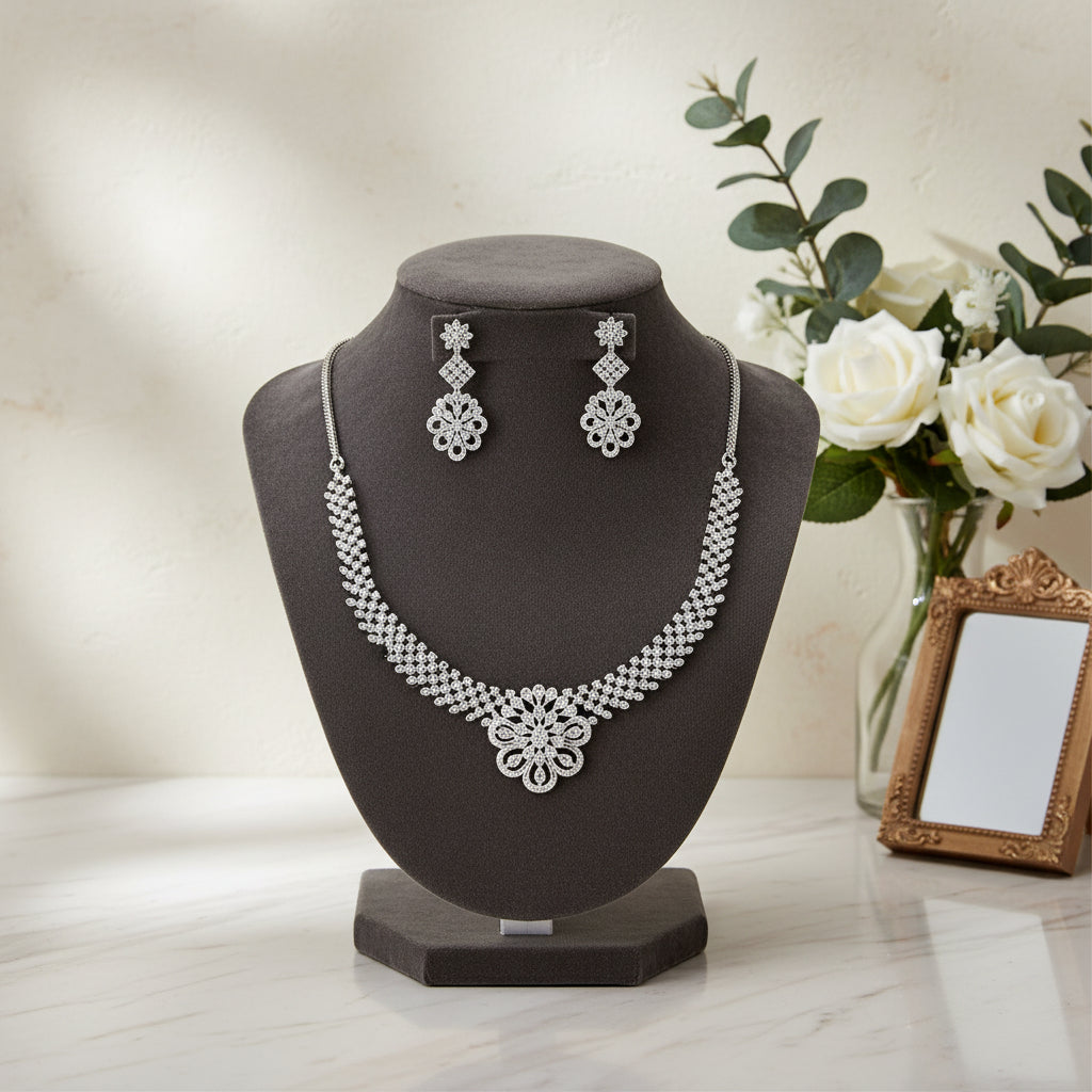 436614 Cz Delicate Necklace Silver