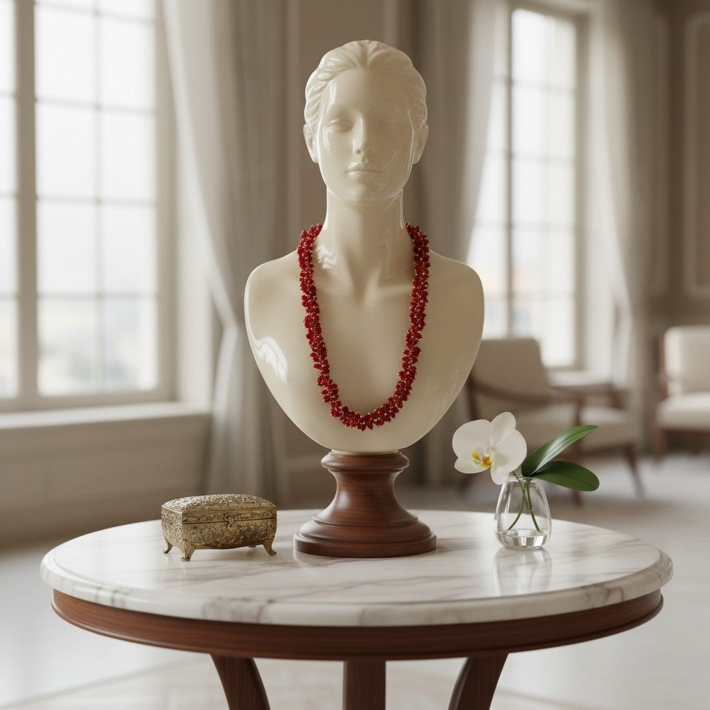 1041 Cubic Zirconia Mala Necklace-Ruby