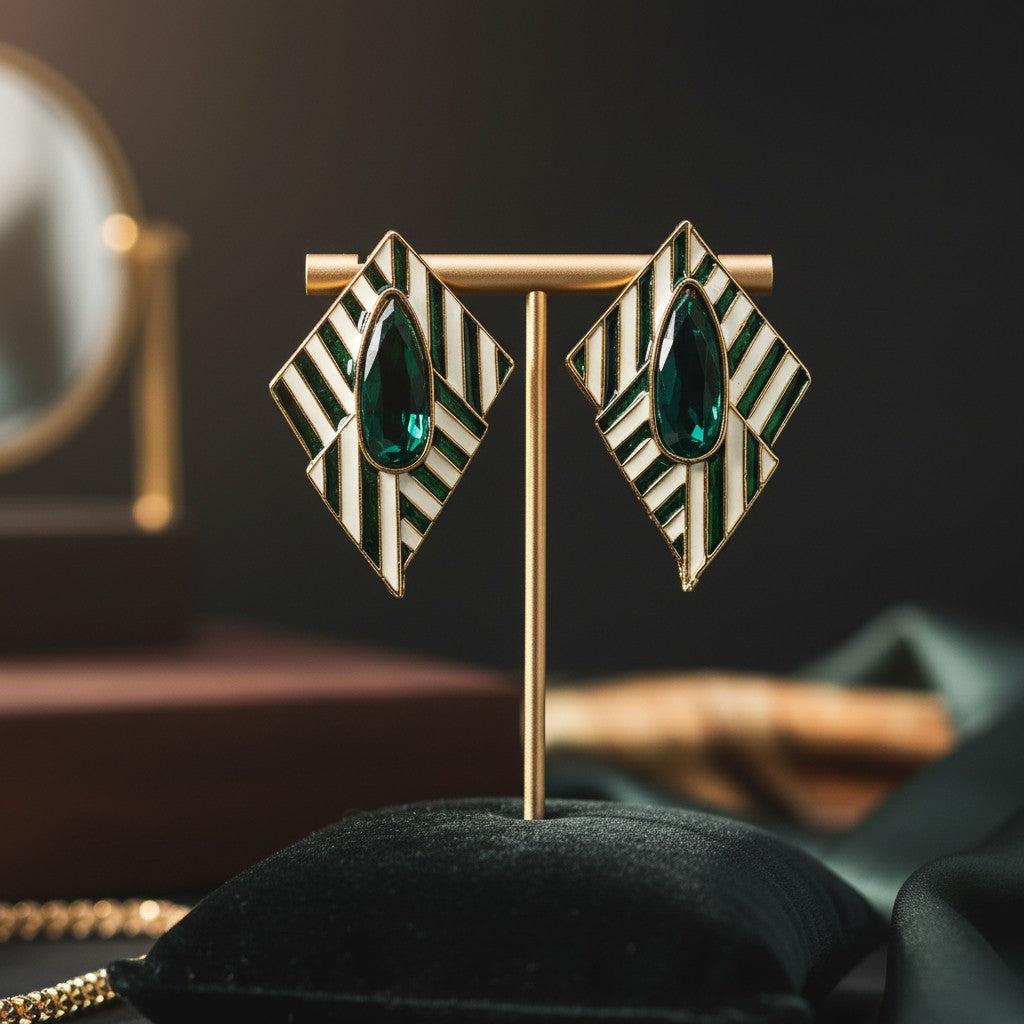 111616-Indo Western (Kundan) Earring-Green