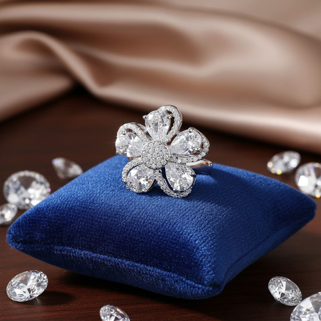 428617 Cz Adjustable Ring Silver