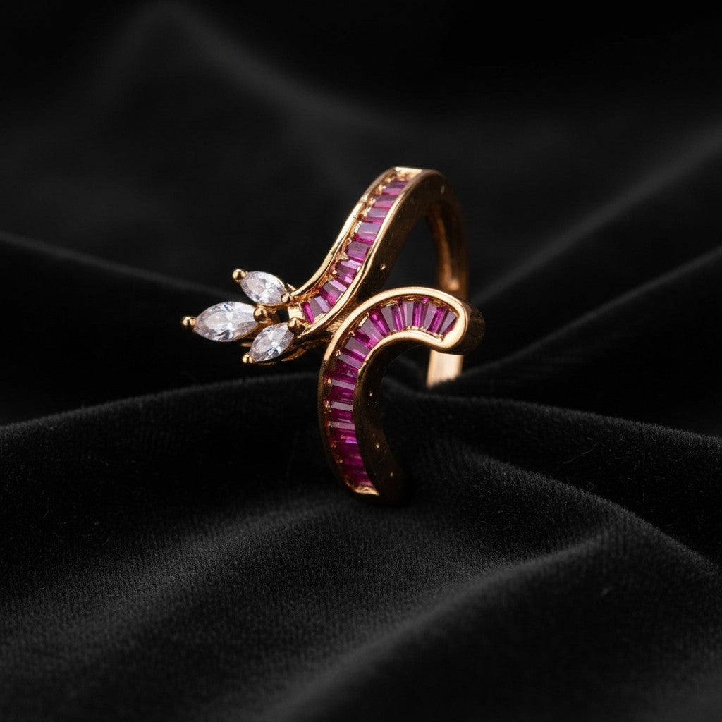 432973 Cz Classic Ring With Rhodium Gold Plating-Gold