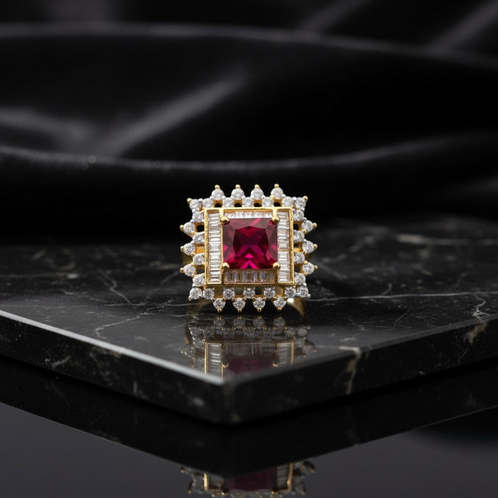 1034 Cz Adjustable Ring-Ruby