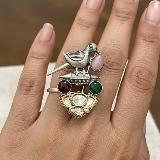 804645  Ring With Oxidised Plating