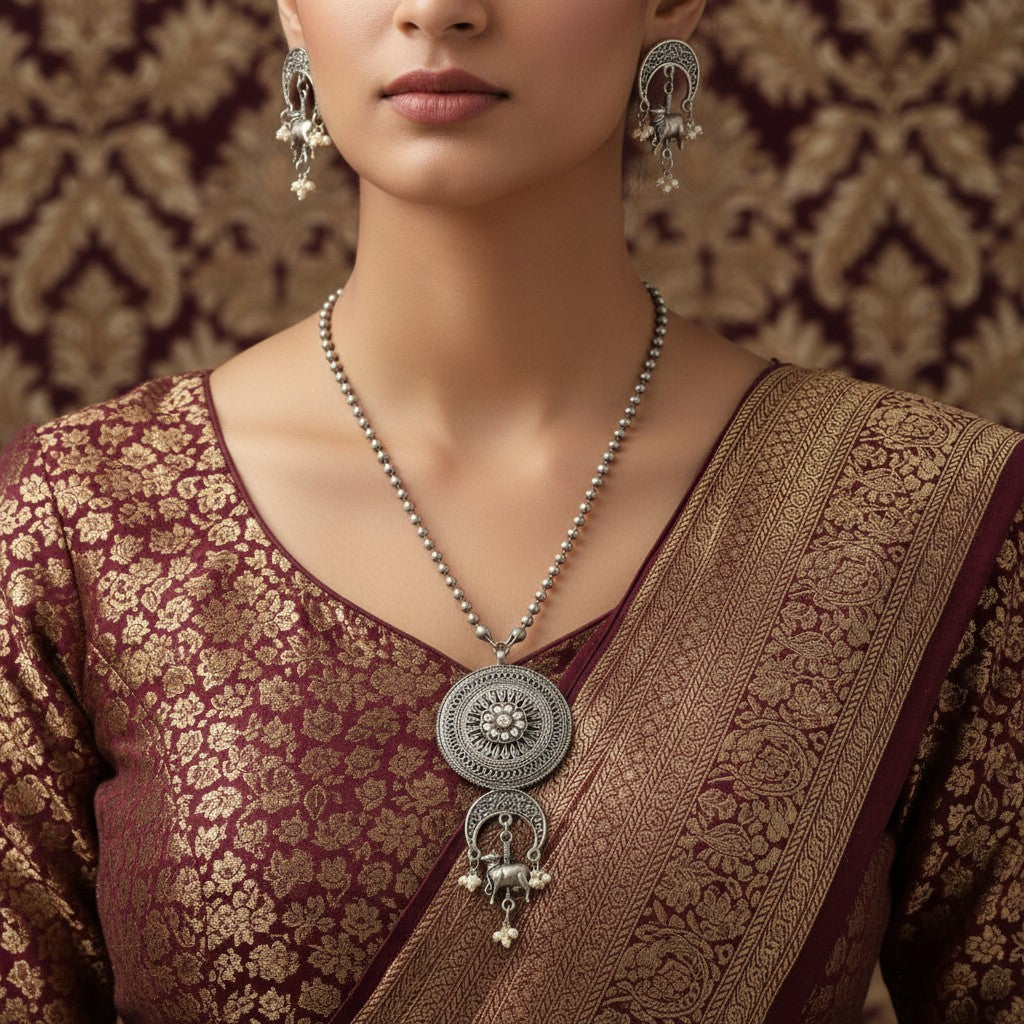 NS35100 Pendant Set With Oxidized Plating