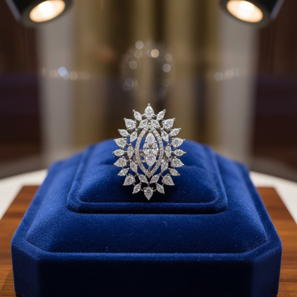 435364 Cz Adjustable Ring Silver