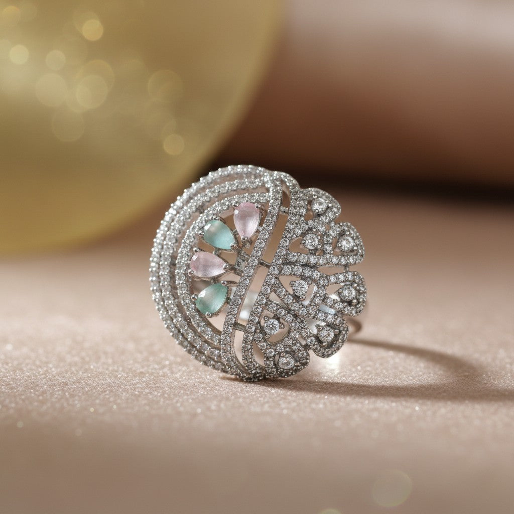 436624  Cz Adjustable Ring Multicolor