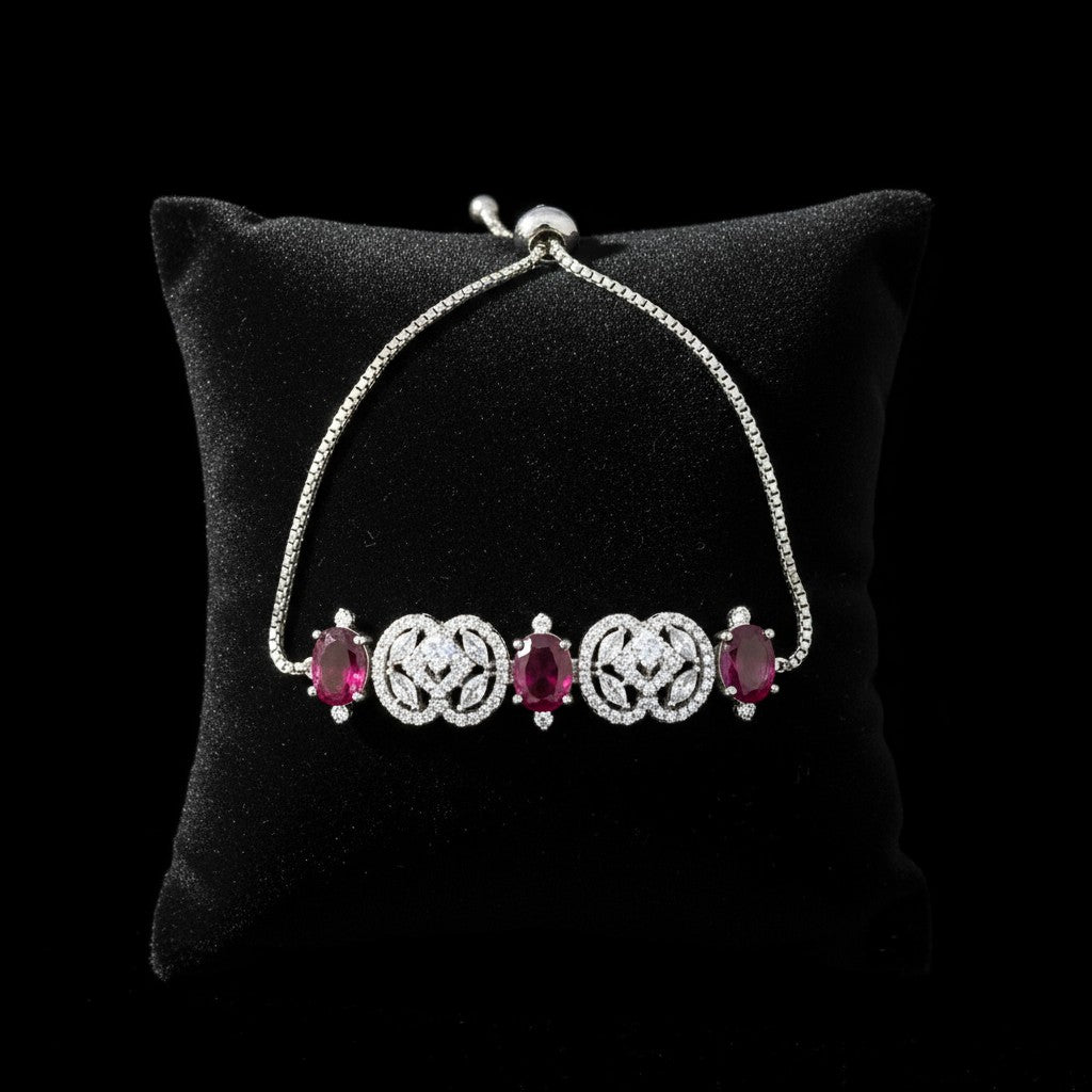438718 Cubic Zirconia Classic Bracelet With Rhodium Plating-Rani