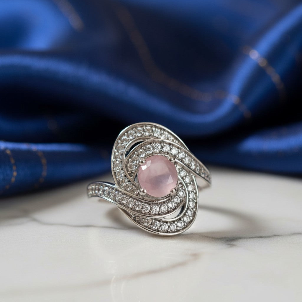 91609-RN Cz Adjustable Ring Pink