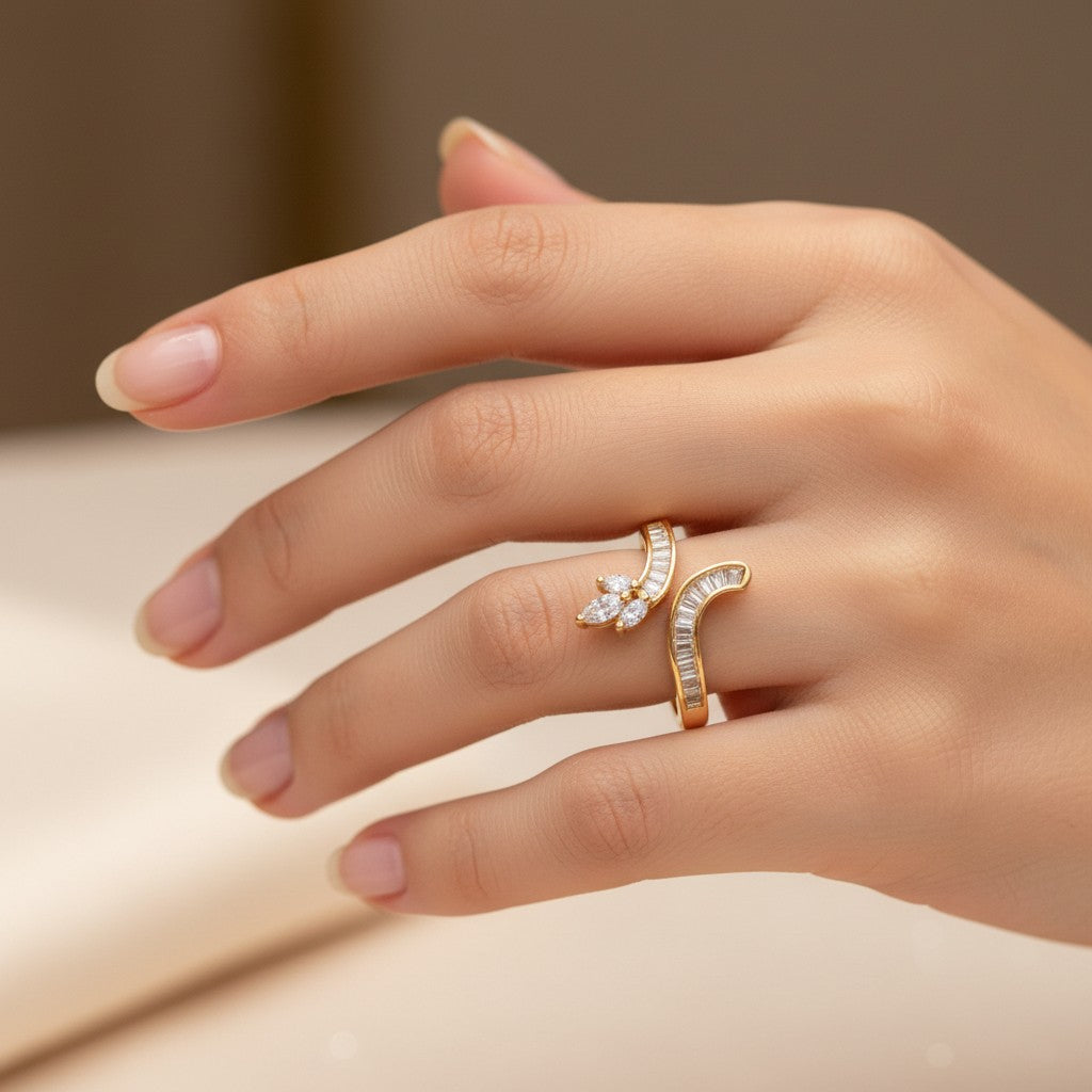 432867 Cz Adjustable Ring 2 Tone