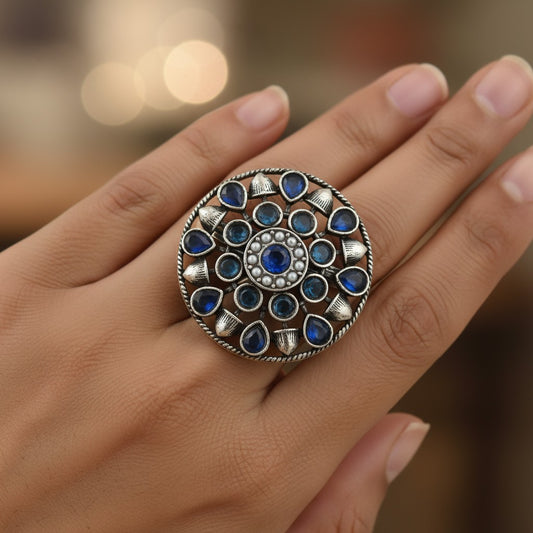 804444 Ring With Oxidised Plating