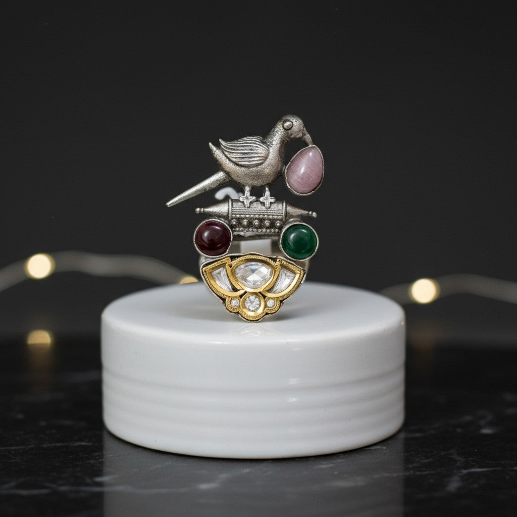 804645  Ring With Oxidised Plating