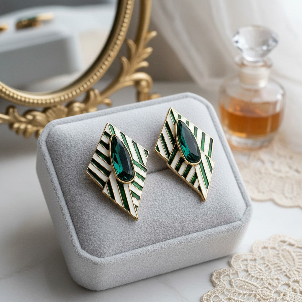 111616-Indo Western (Kundan) Earring-Green
