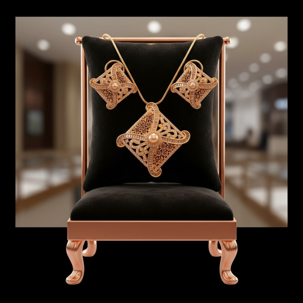 96209-PS-American Diamond Delicate Pendant Set With Gold Plating with Meenakari