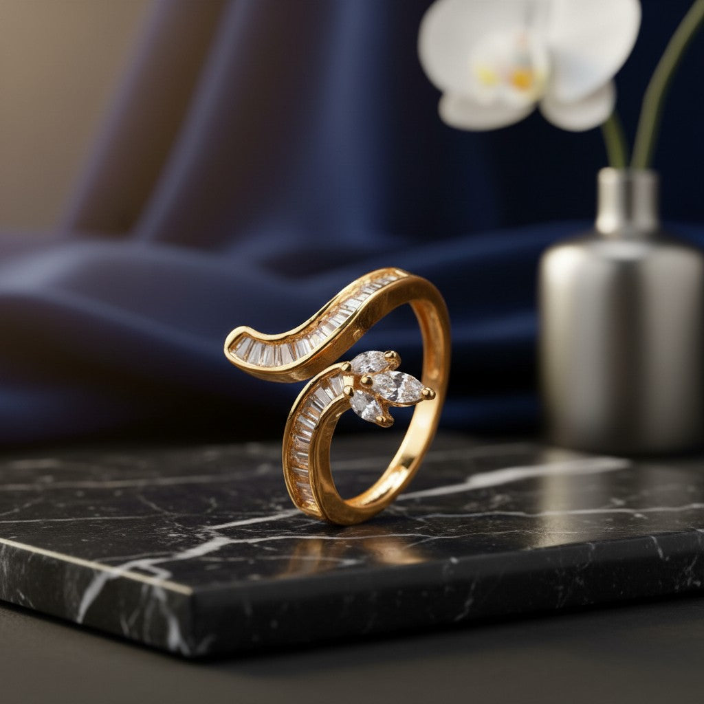 432867 Cz Adjustable Ring 2 Tone