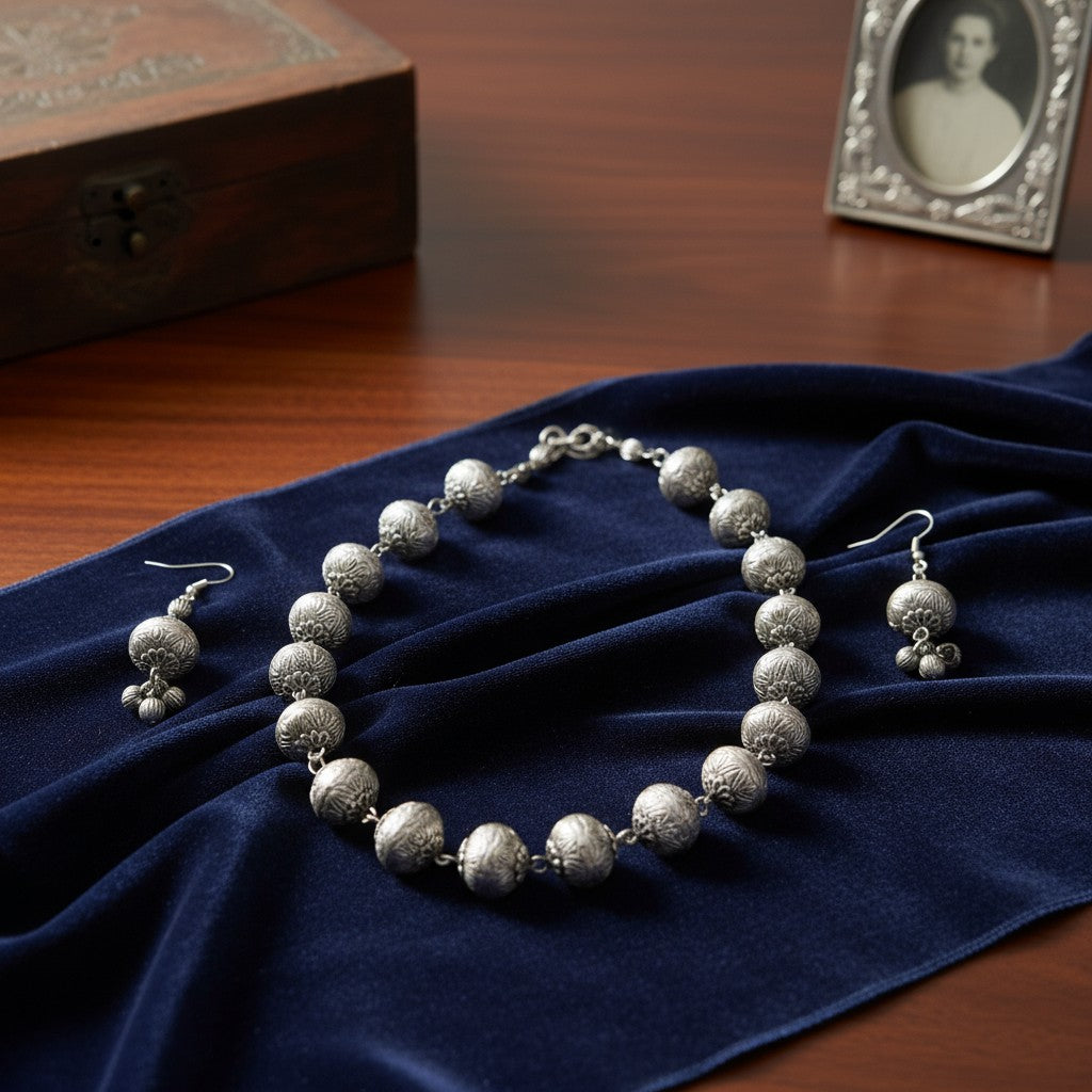 92999-NSO Classic Necklace With Oxidised Plating-Silver