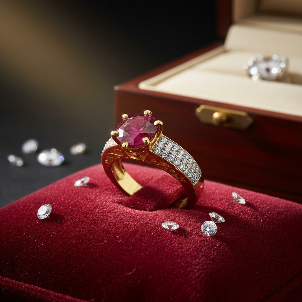 91259 Cz Adjustable Ring Ruby