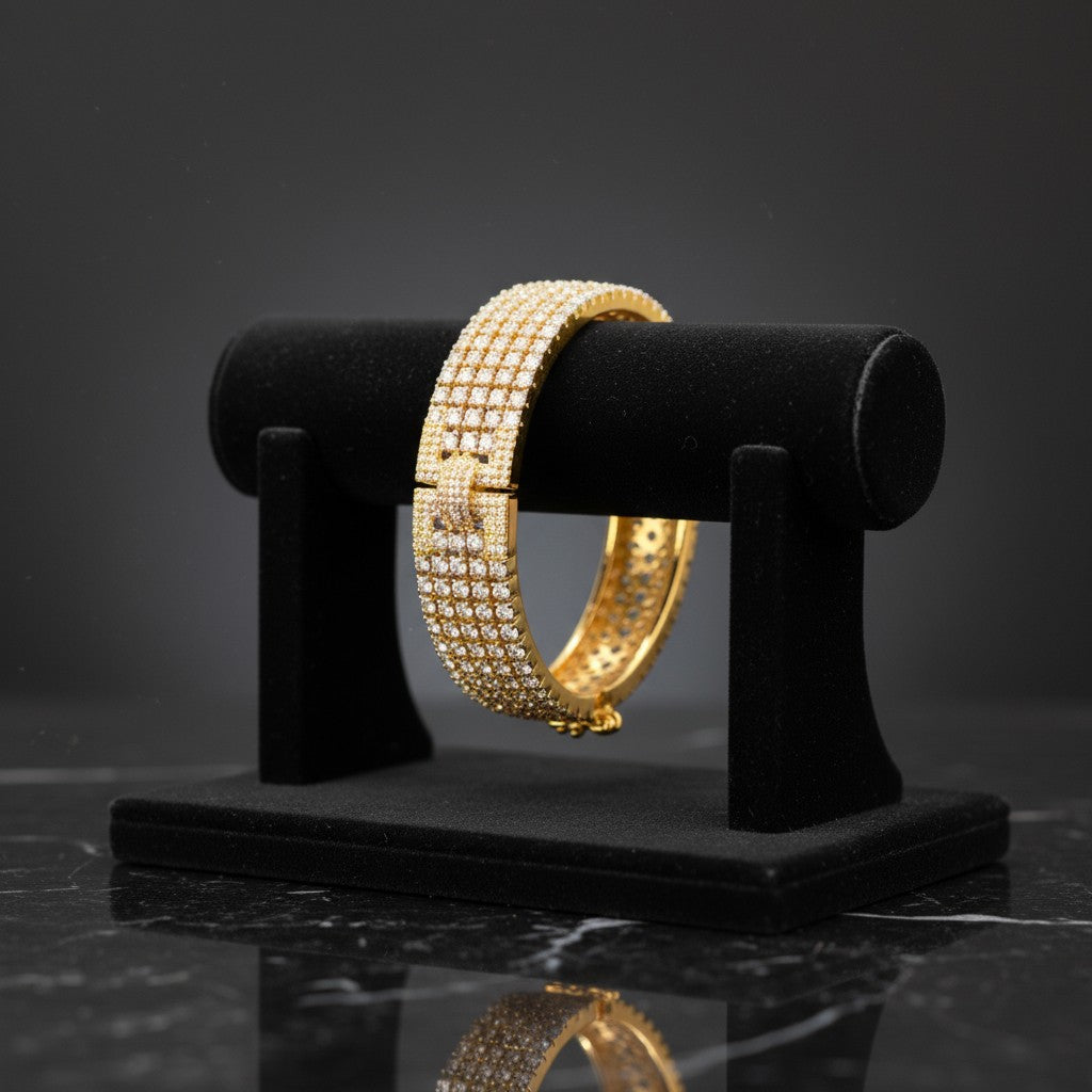432907 Cubic Zirconia Classic Kada With Gold Plating