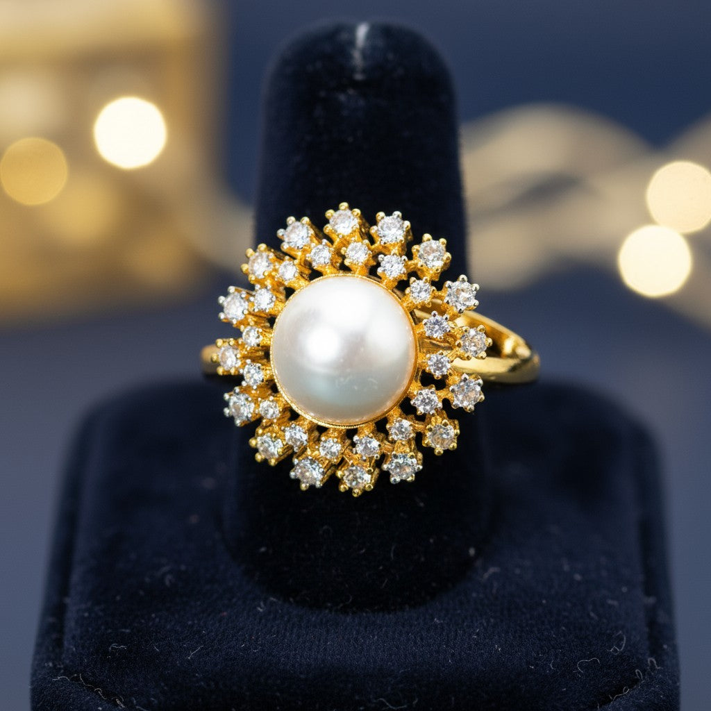 436742 Cz Adjustable Ring 2 Tone