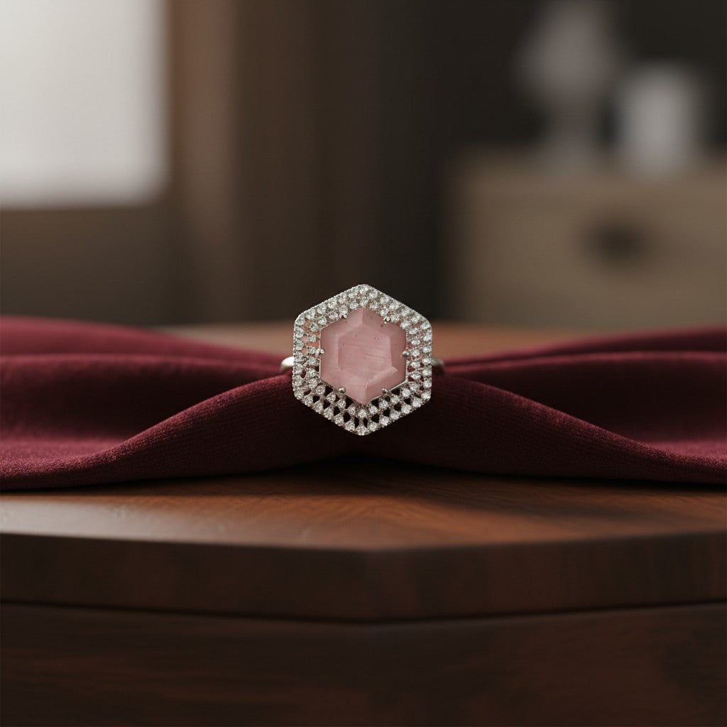 94009-RN Cz Adjustable Ring Pink