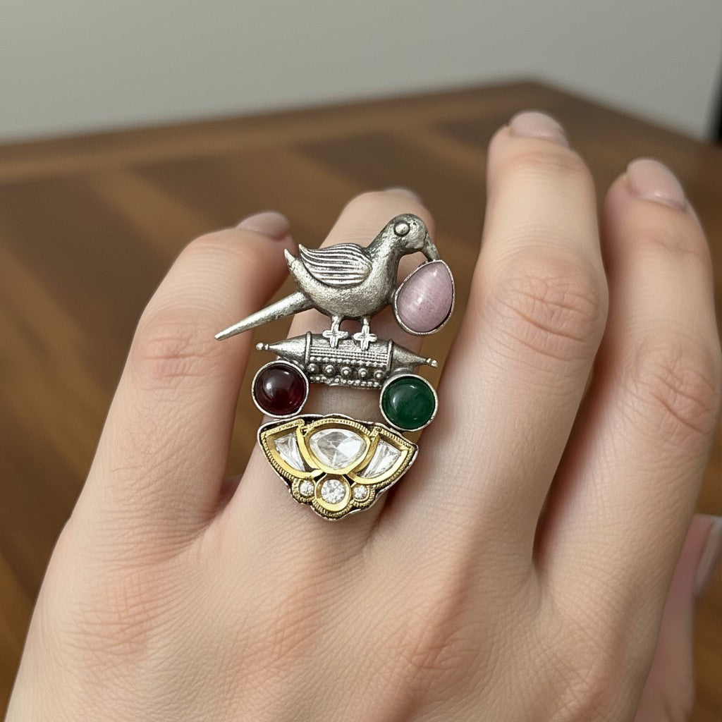 804645  Ring With Oxidised Plating