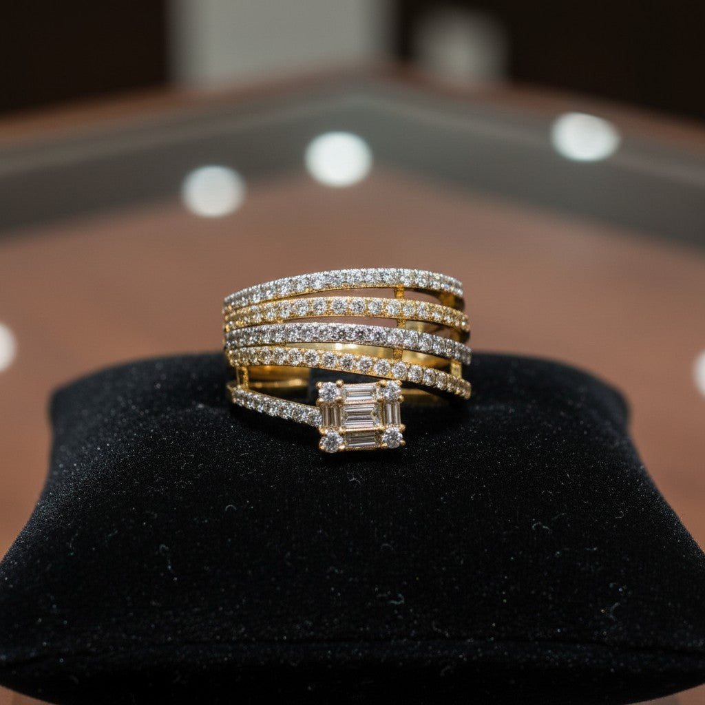 421147 Cz Adjustable Ring 2 Tone