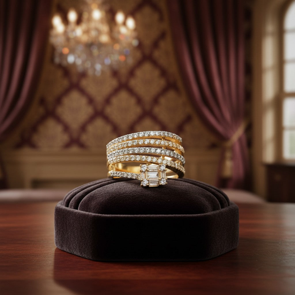 421147 Cz Adjustable Ring 2 Tone