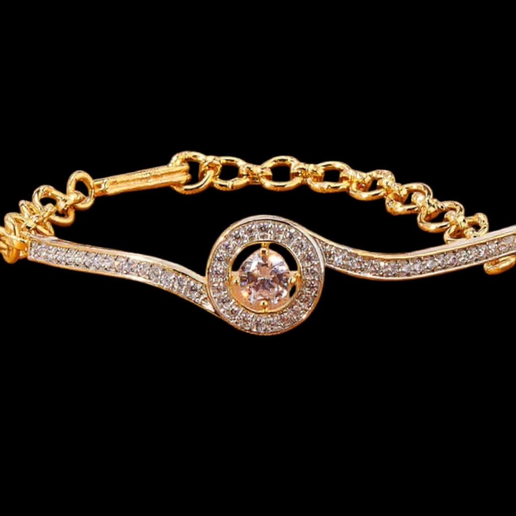 435155 Cubic Zirconia Delicate Bracelet With 2 Tone Rhodium Plating