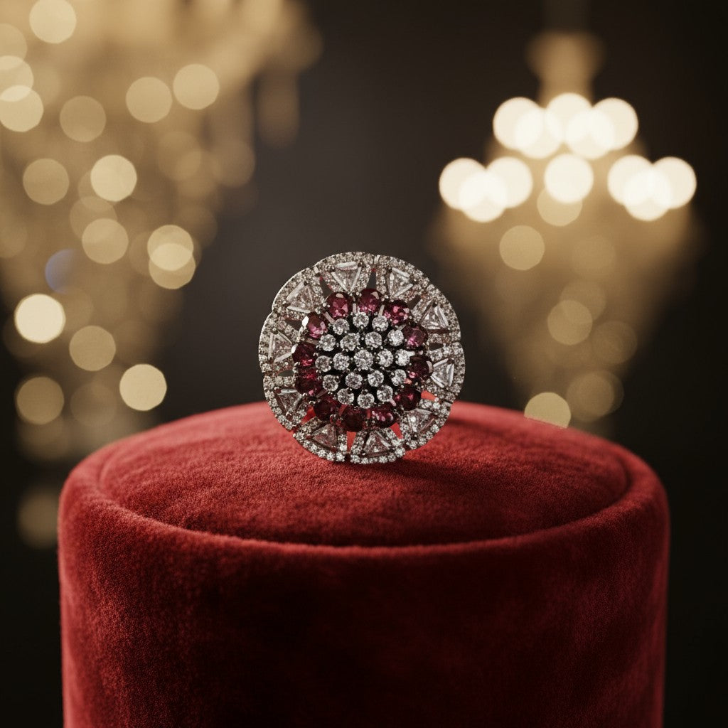 40190 Cz Adjustable Ring Ruby