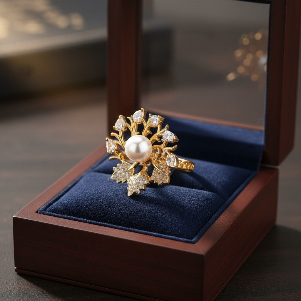 431811 Cz Adjustable Ring Golden