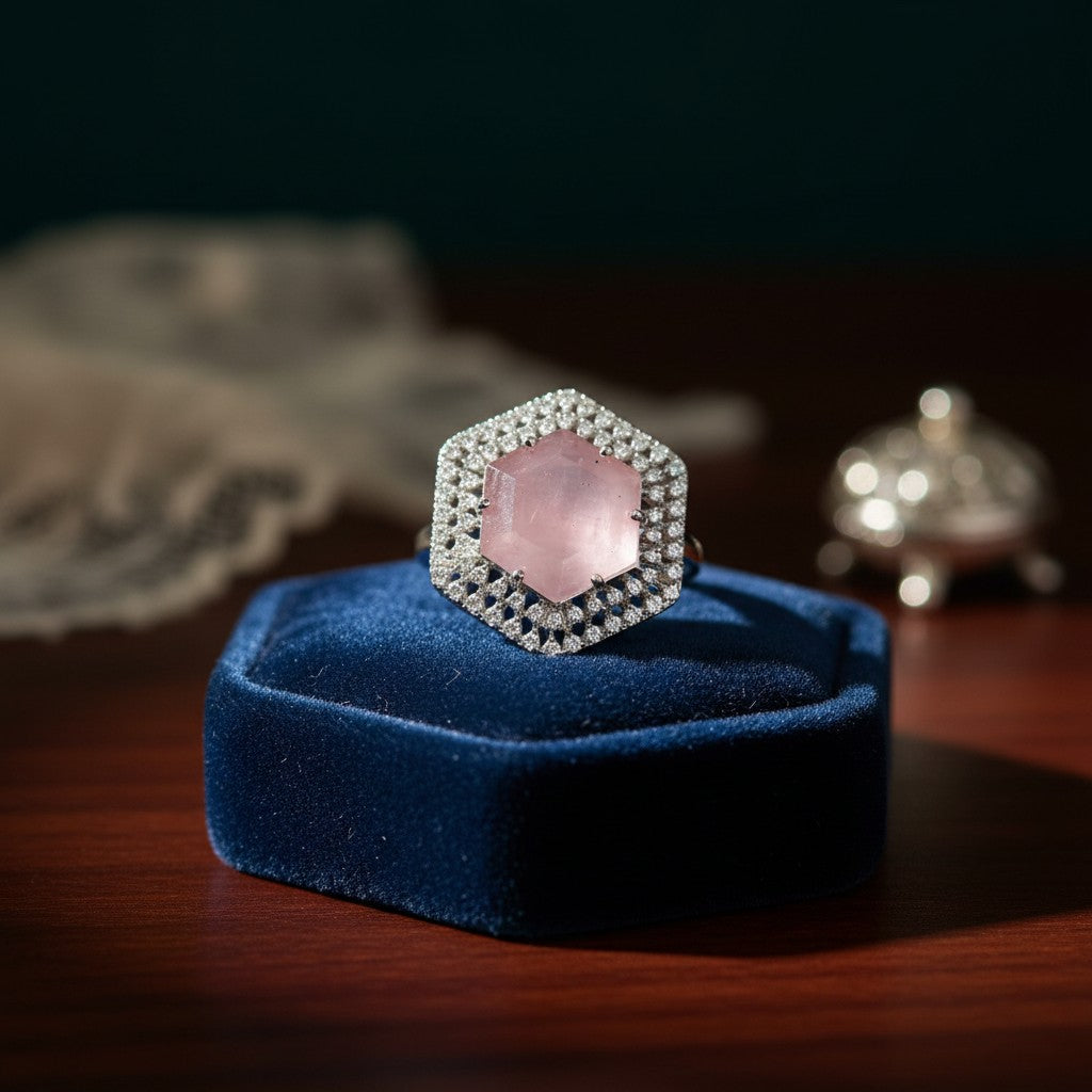 94009-RN Cz Adjustable Ring Pink